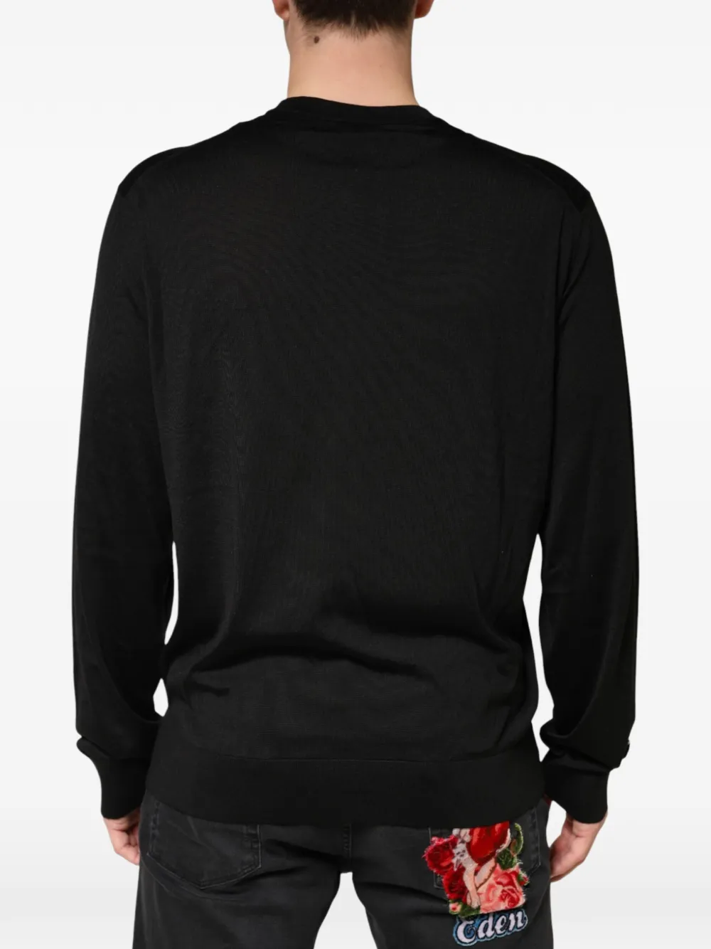 Dolce & Gabbana Zijden trui met ronde hals Zwart