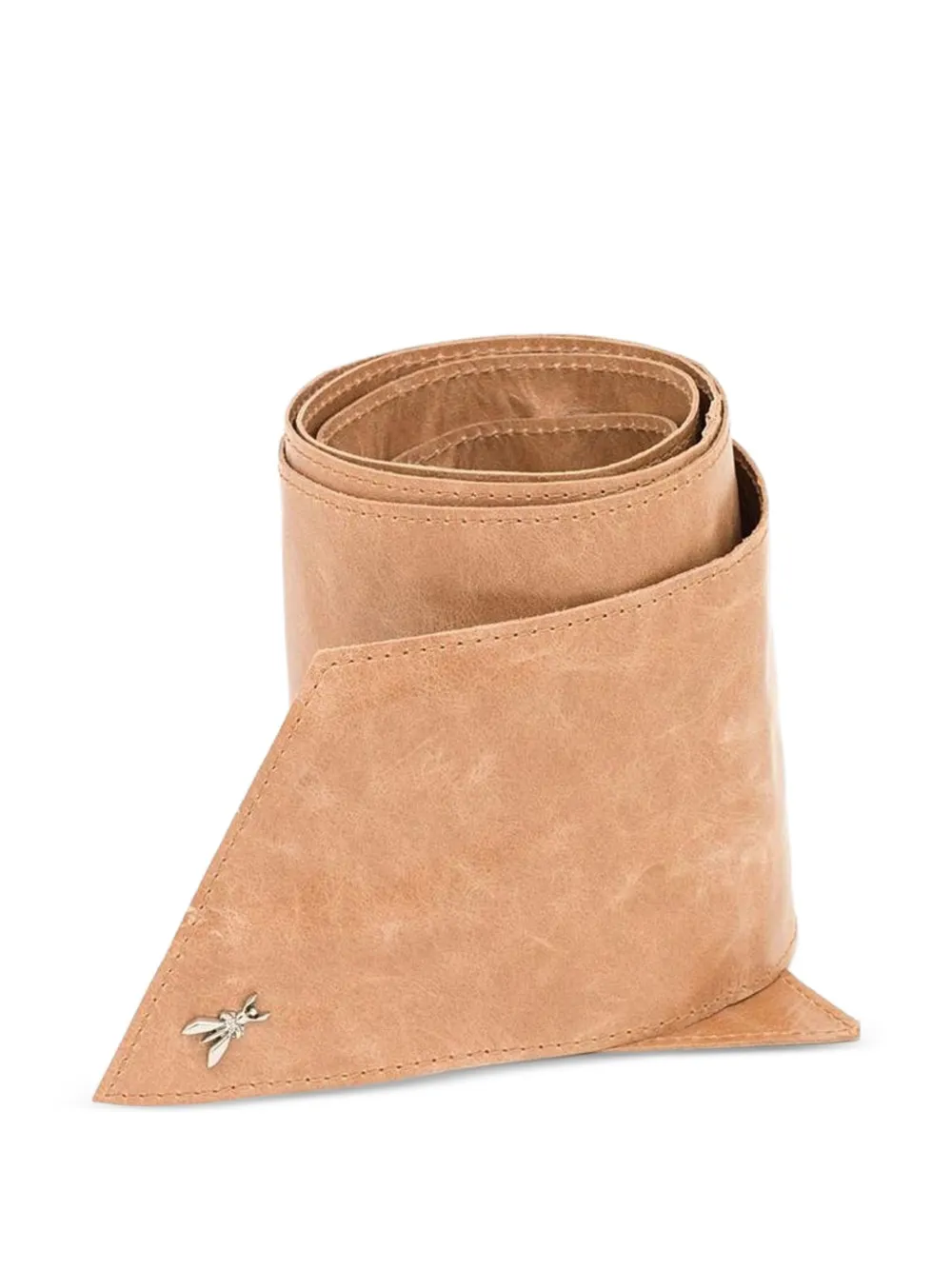 Patrizia Pepe Leren riem met logoplakkaat Beige