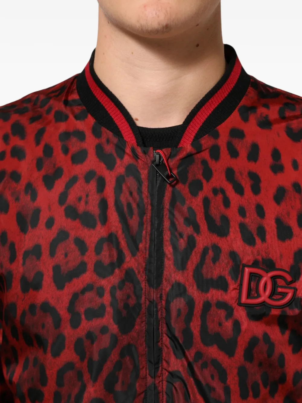 Dolce & Gabbana Bomberjack met luipaardprint Rood