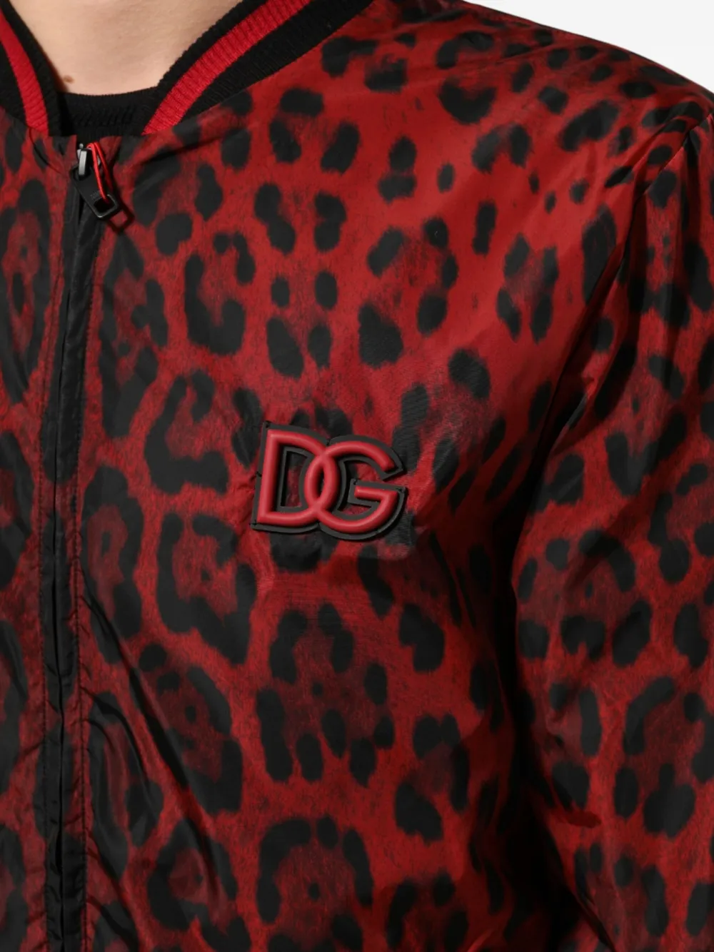 Dolce & Gabbana Bomberjack met luipaardprint Rood