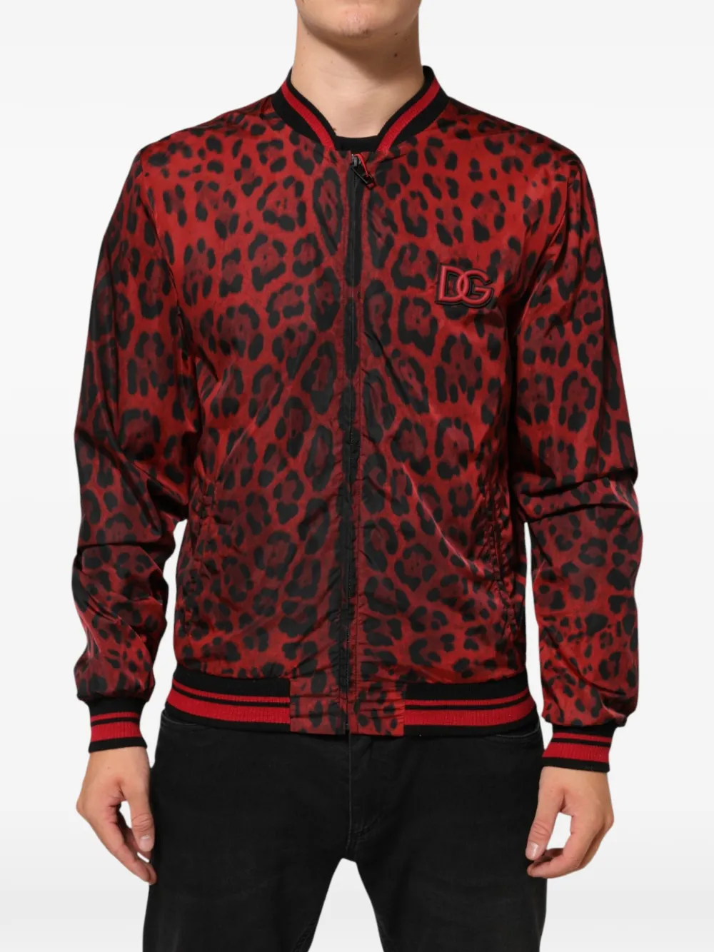 Dolce & Gabbana Bomber con stampa leopardata - Rosso