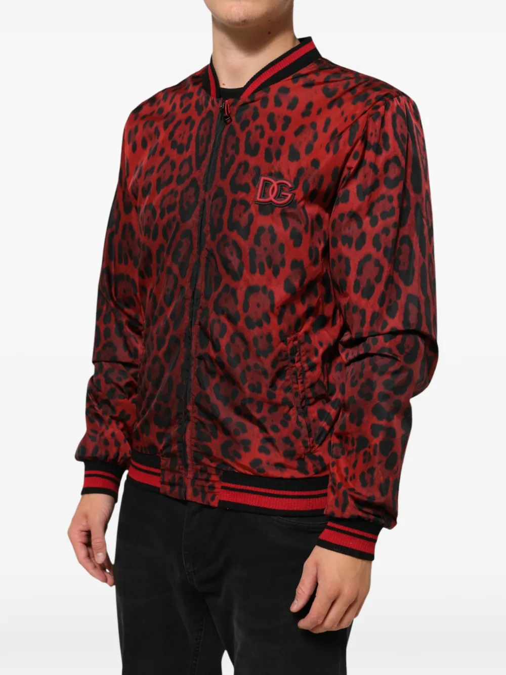 Dolce & Gabbana Bomberjack met luipaardprint Rood