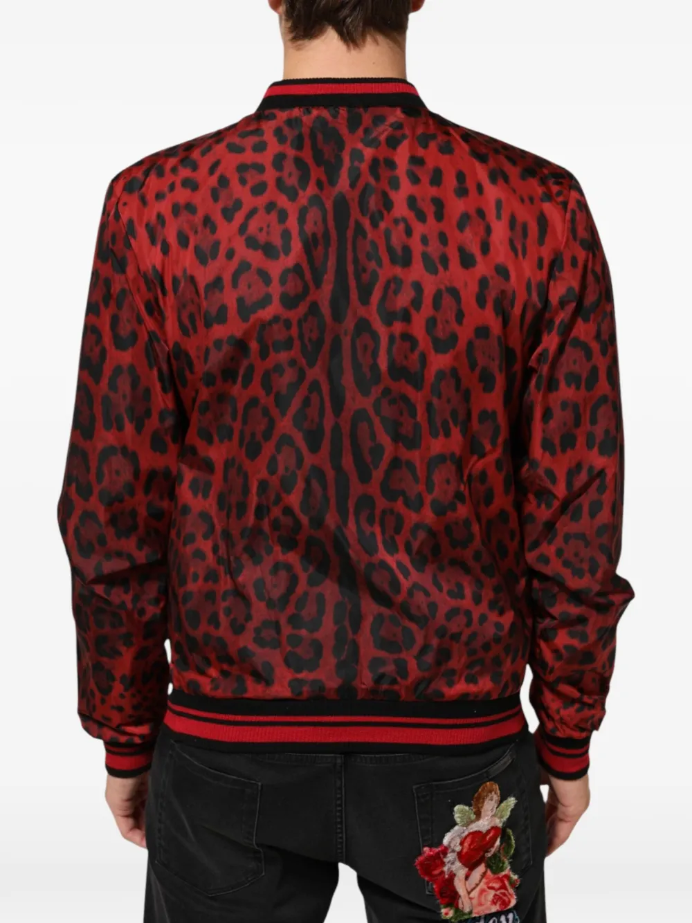 Dolce & Gabbana Bomberjack met luipaardprint Rood