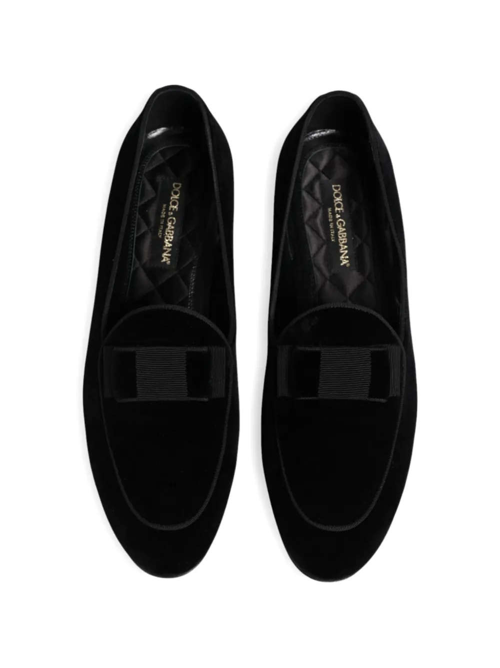 Dolce & Gabbana Fluwelen loafers met strikdetail Zwart