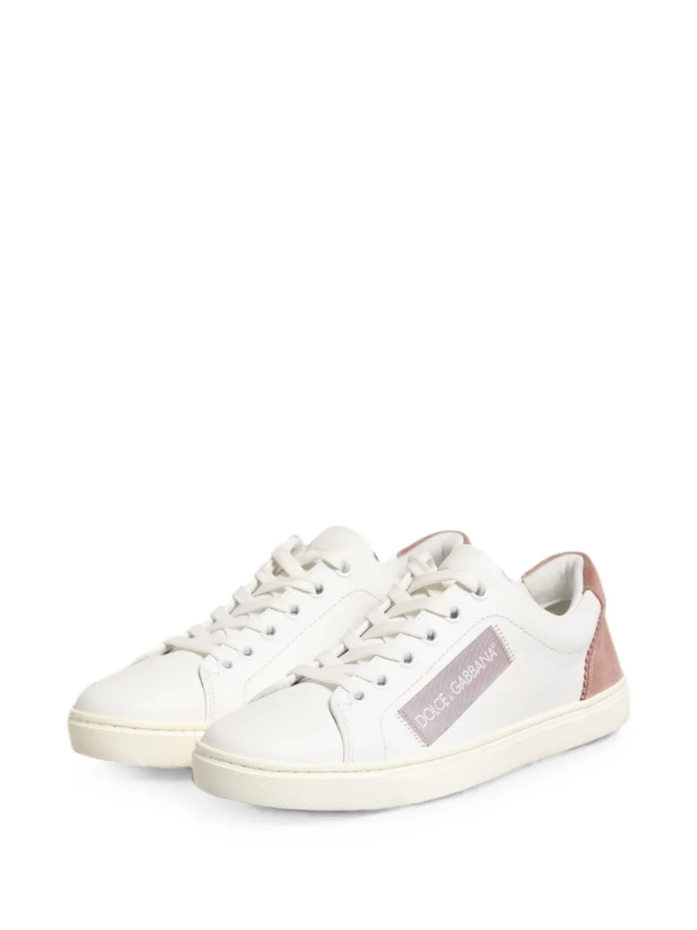 Dolce & Gabbana Leren sneakers met logopatch Wit