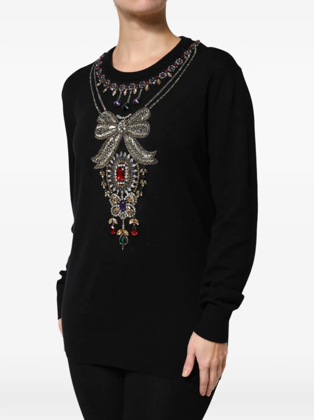 Dolce & Gabbana Trui van scheerwol verfraaid met kristallen Zwart