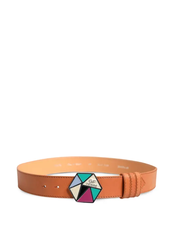 Gianfranco Ferré Hexagon-buckle Leather Belt in Neutrals