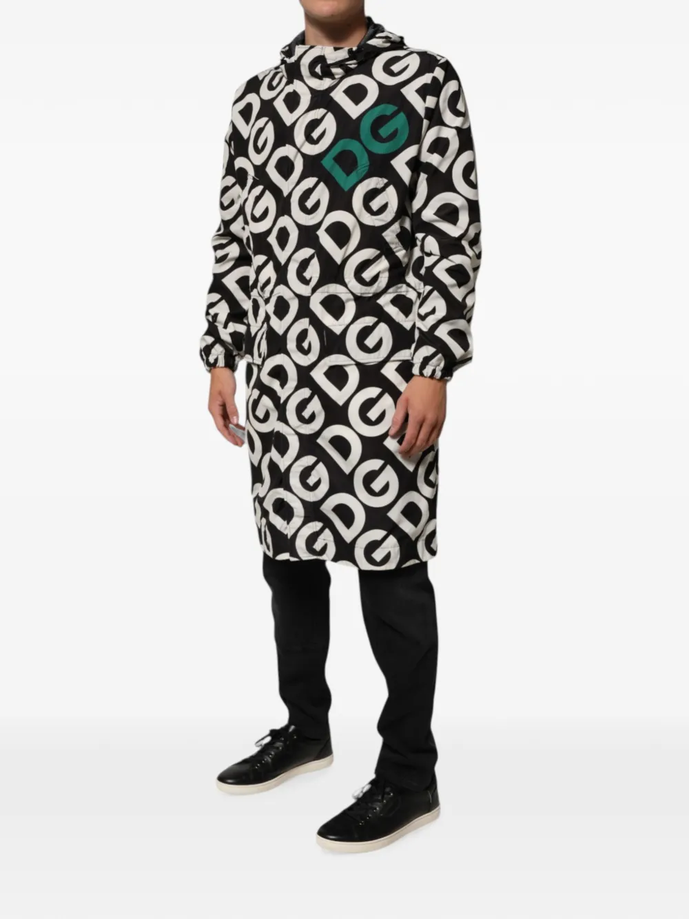 Dolce & Gabbana Jack met capuchon en DG logoprint Zwart