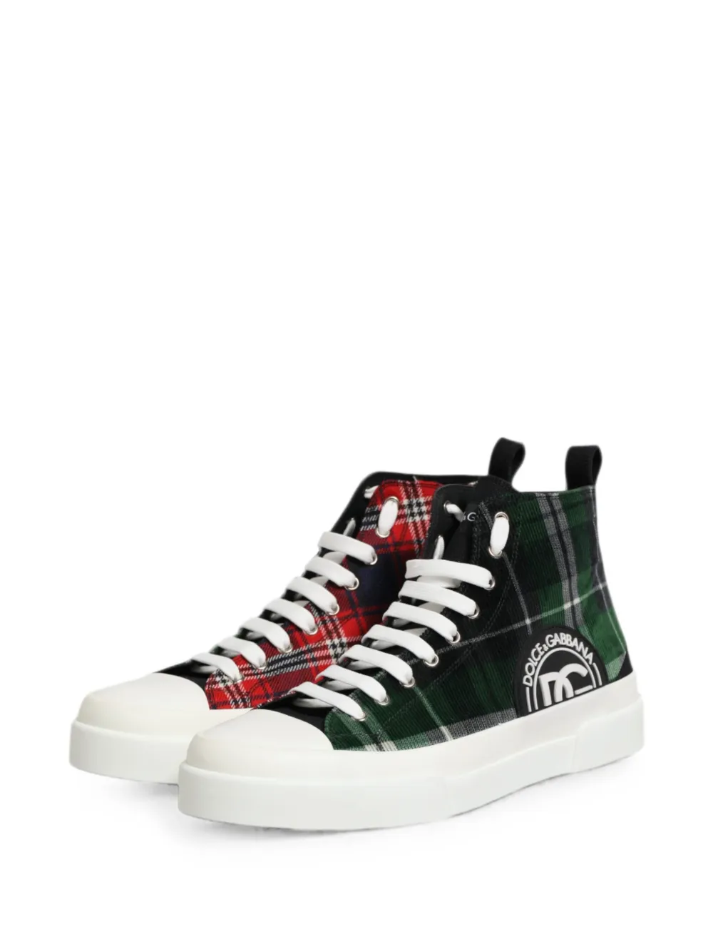 Dolce & Gabbana plaid-pattern high-top sneakers Rood