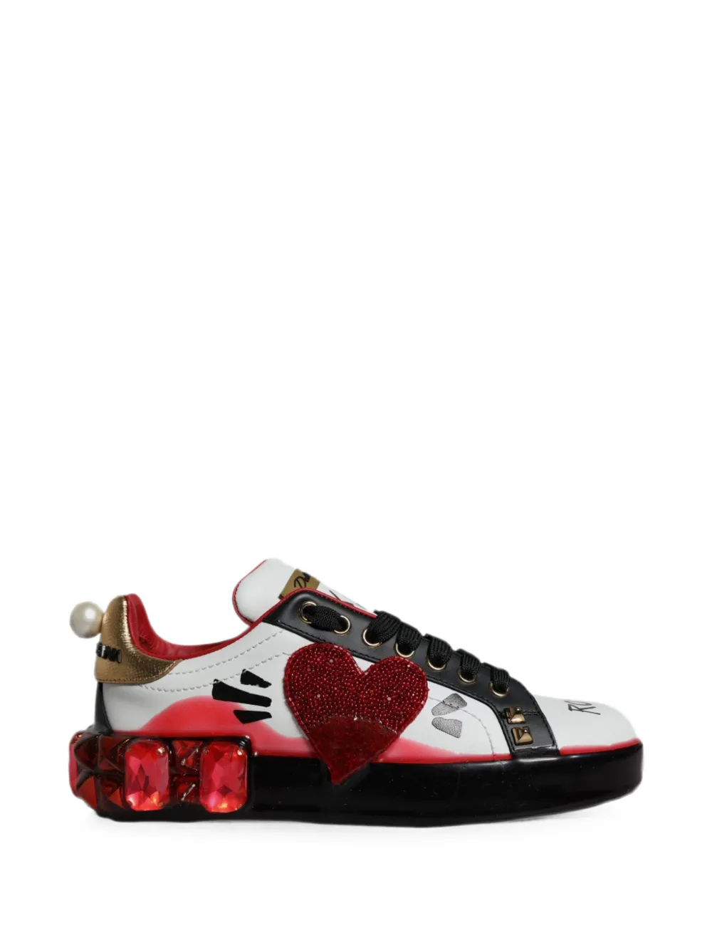 Dolce & Gabbana Portofino Sneakers mit Herz-Patch - Weiß