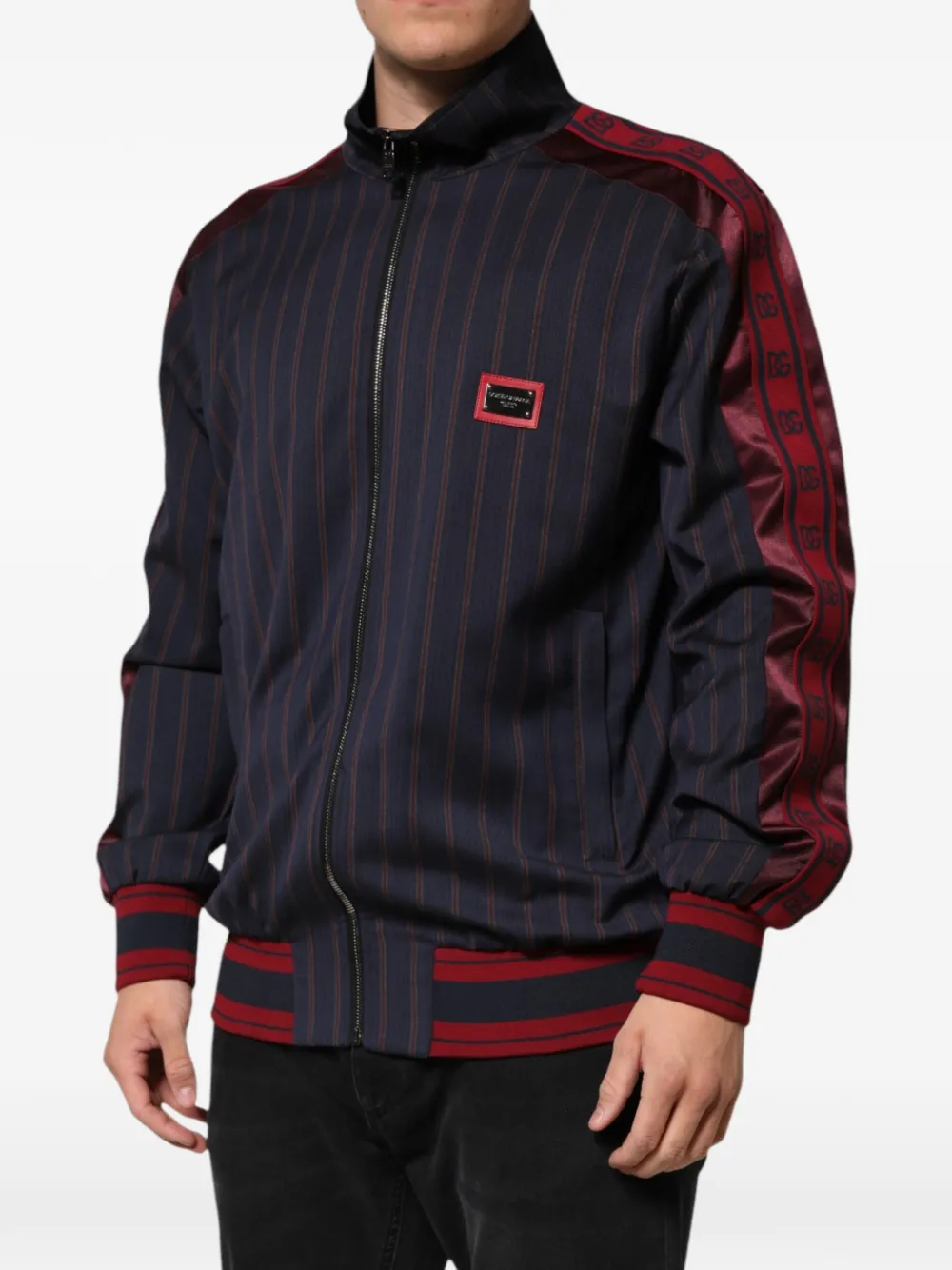 Dolce & Gabbana Trainingsjack met logoplakkaat en krijtstreep Blauw