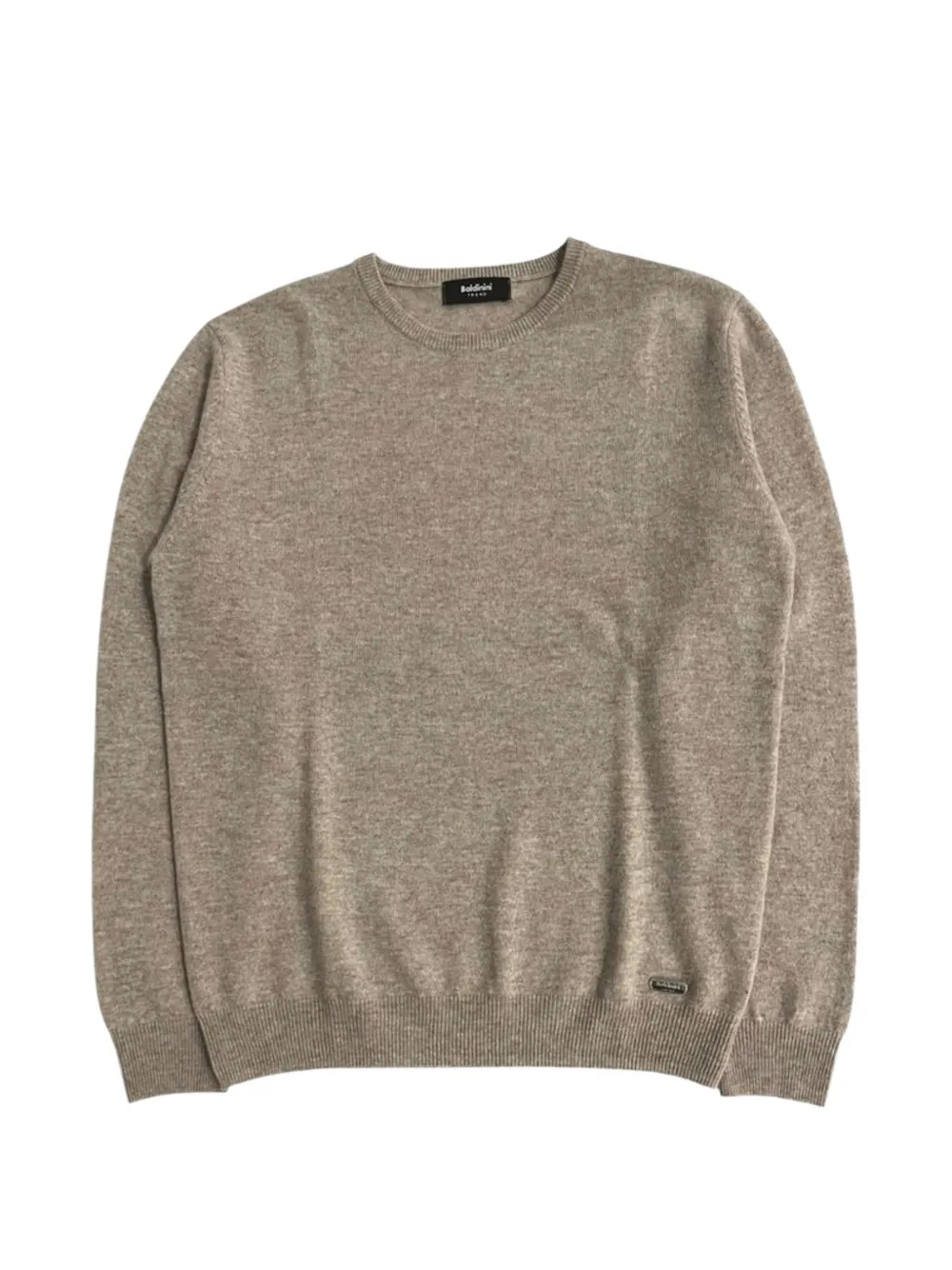 Baldinini Crew-neck Ribbed-trim Sweater In Brown