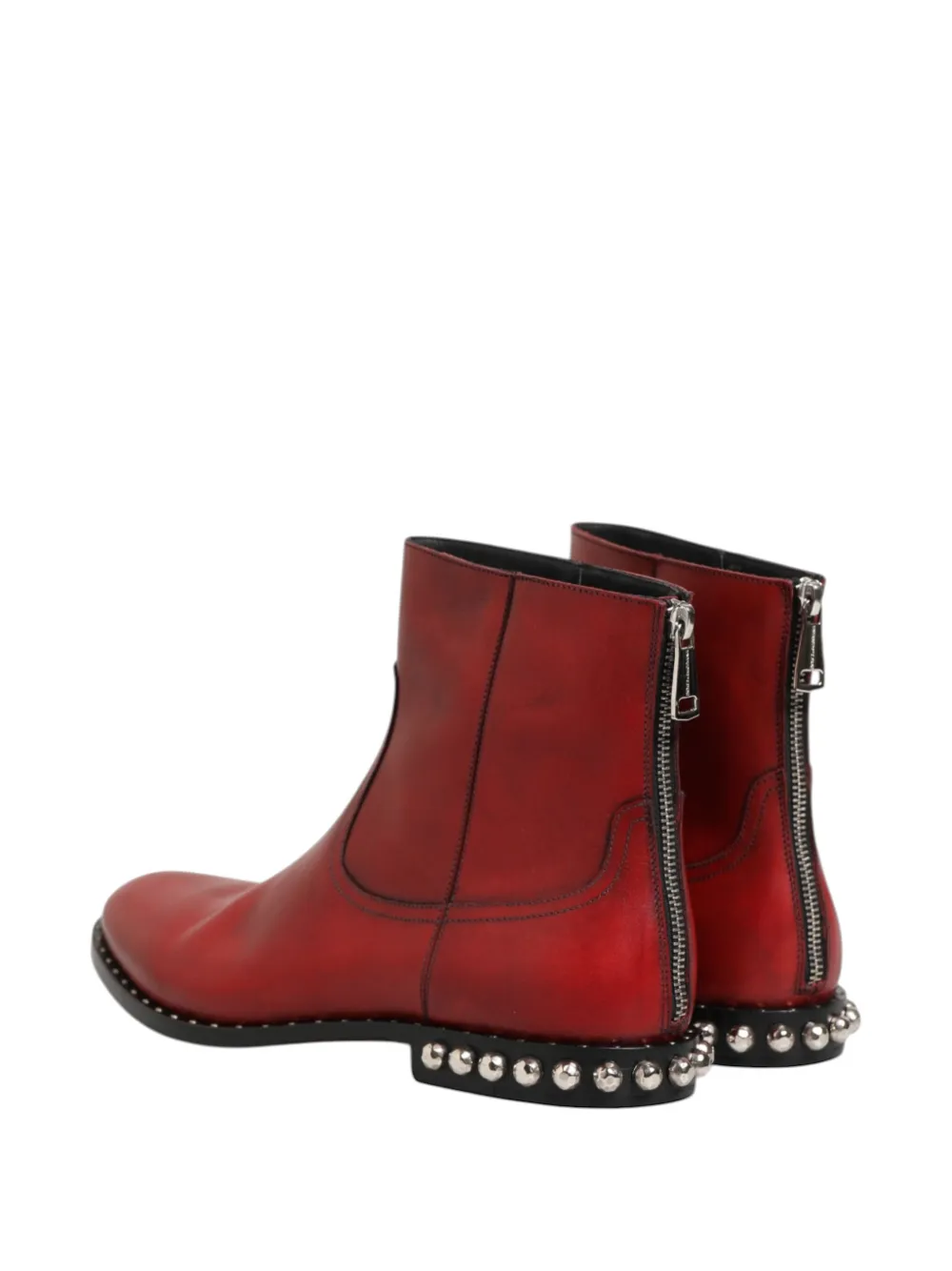 Dolce & Gabbana studded leather ankle boots Rood