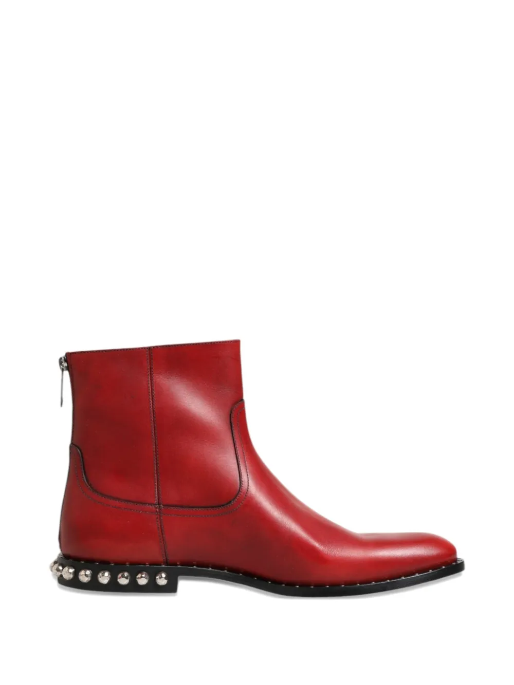 Dolce & Gabbana studded leather ankle boots Rood