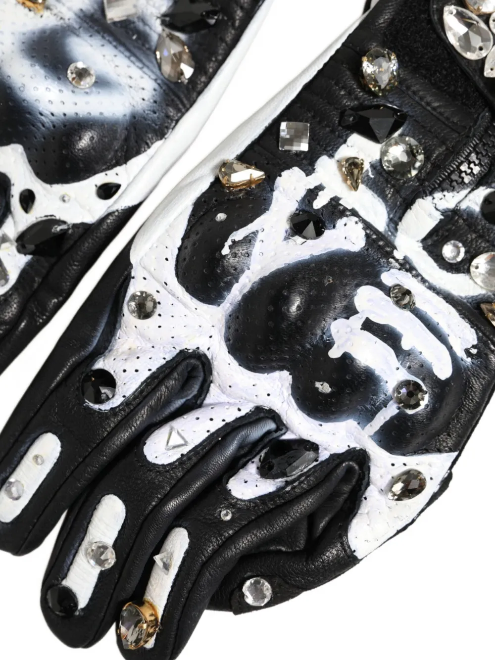 Dolce & Gabbana Handschoenen verfraaid met kristallen en graffiti-print Zwart