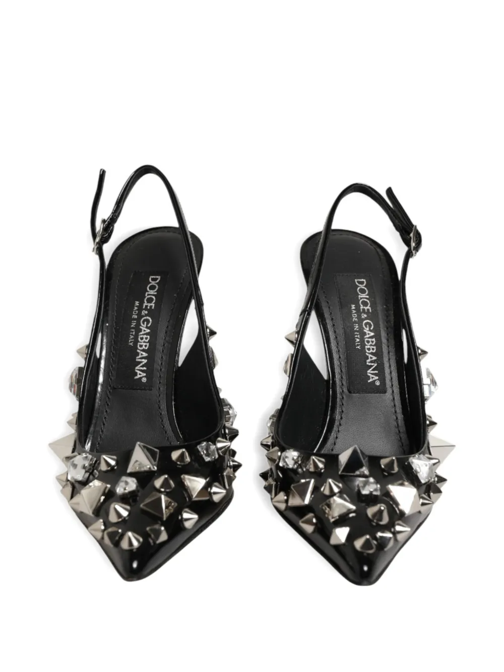 Dolce & Gabbana studded leather slingback sandals Zwart