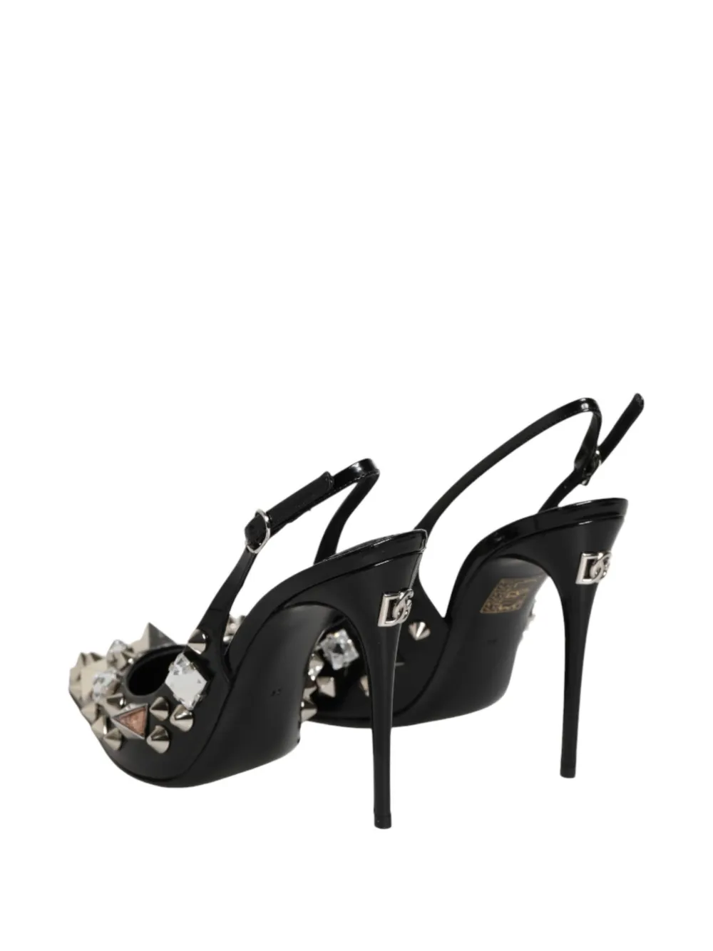 Dolce & Gabbana studded leather slingback sandals Zwart