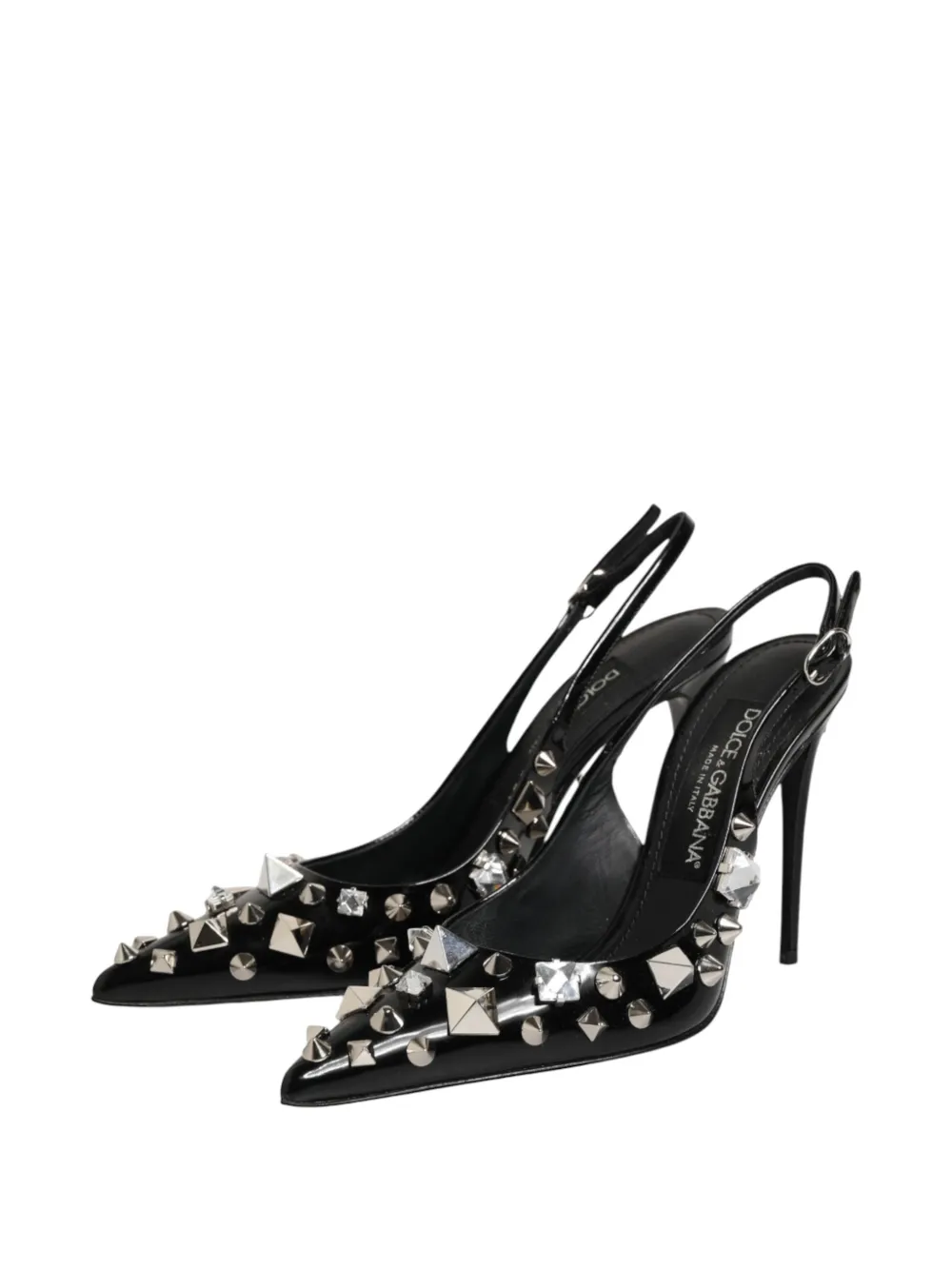 Dolce & Gabbana studded leather slingback sandals Zwart