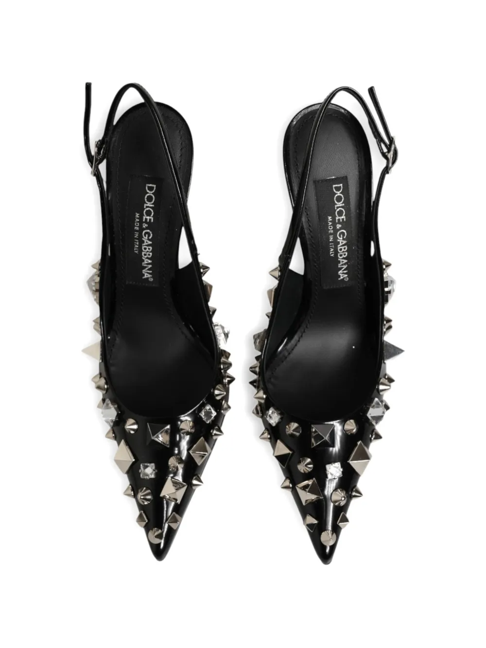 Dolce & Gabbana studded leather slingback sandals Zwart