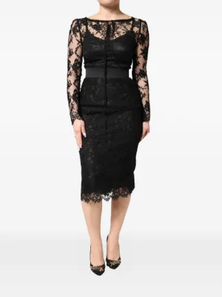 Dolce & Gabbana lace-trim Midi Dress | Black | FARFETCH