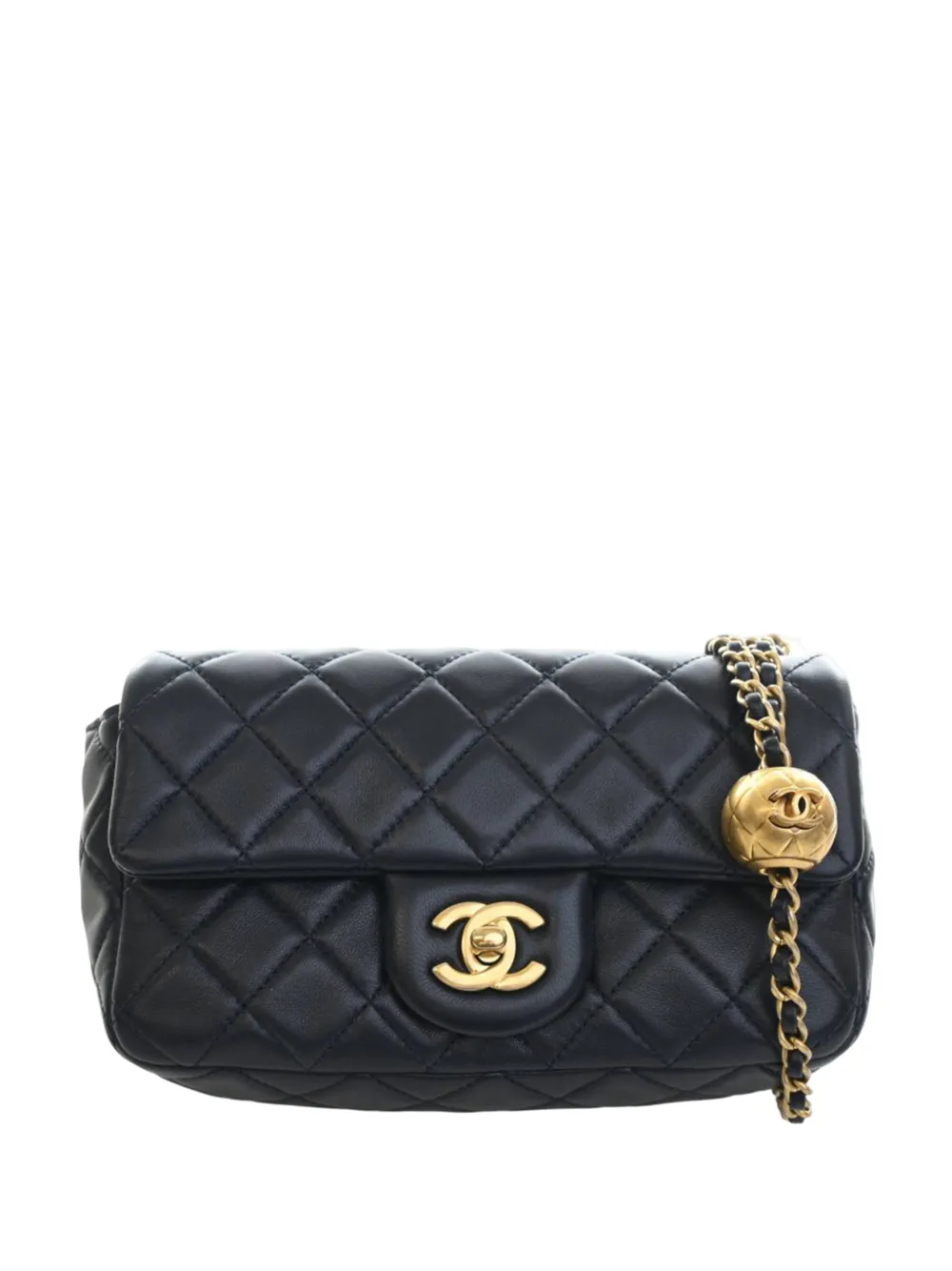 CHANEL Pre-Owned 2020 Mini Rectangular Classic Lambskin Pearl Crush Single Flap crossbody bag - Blue