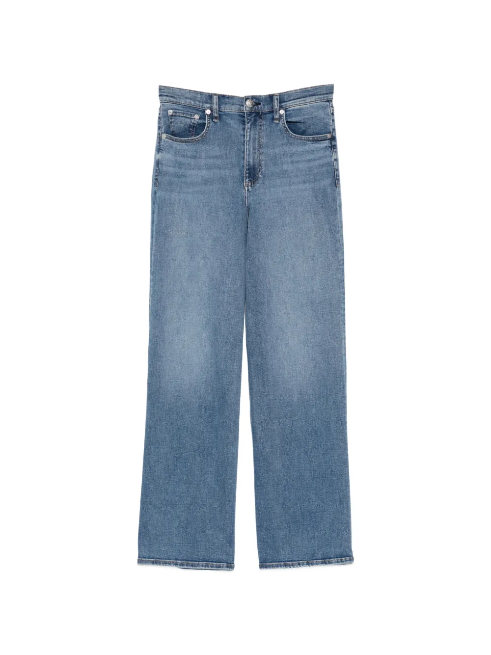 rag & bone Ausgeblichene Wide-Leg-Jeans - Blau