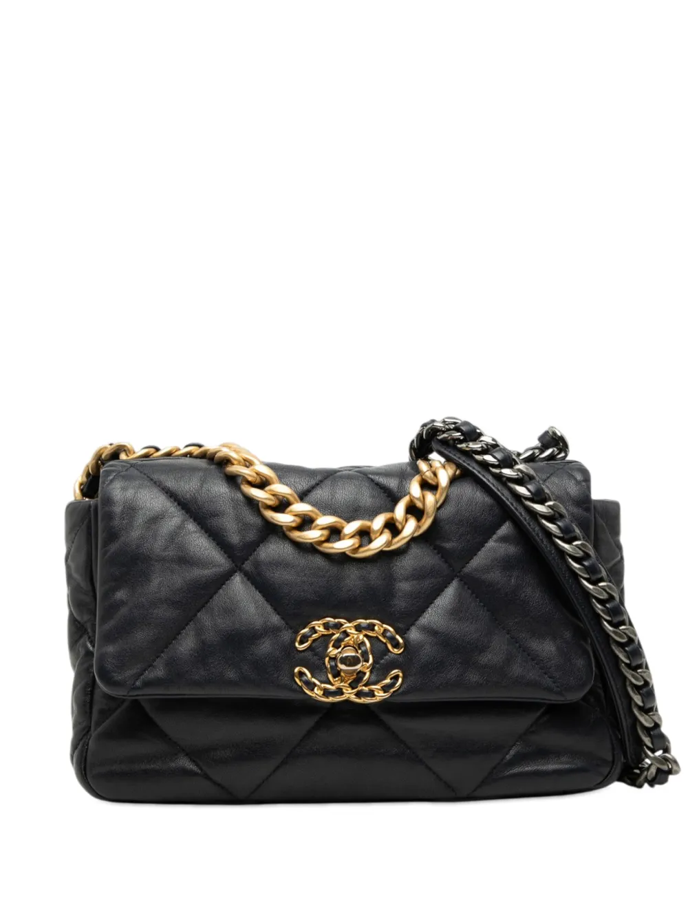 CHANEL Pre-Owned 2019 Medium Lambskin 19 Flap satchel - Blue
