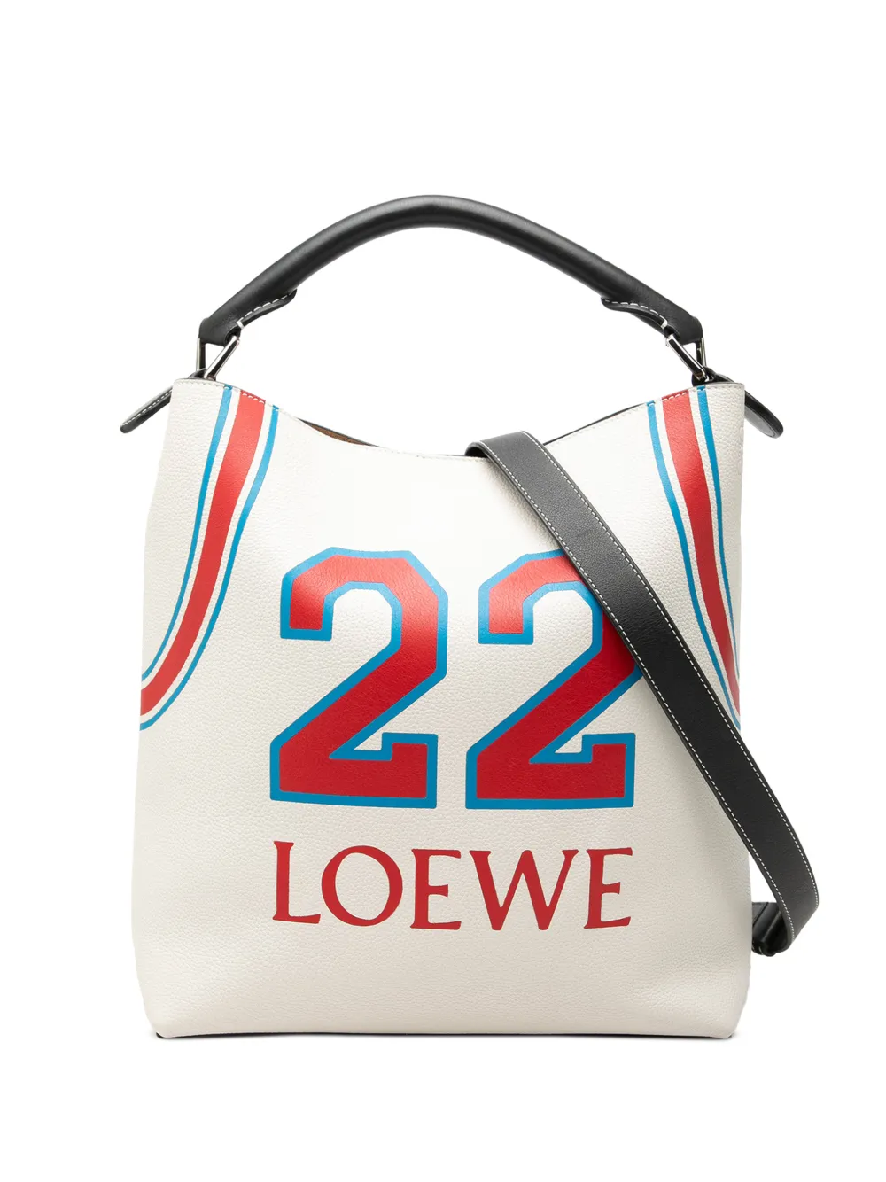 Loewe Pre-Owned 2018 Paulas Ibiza Printed Leather T 22 Bucket Bag satchel - White