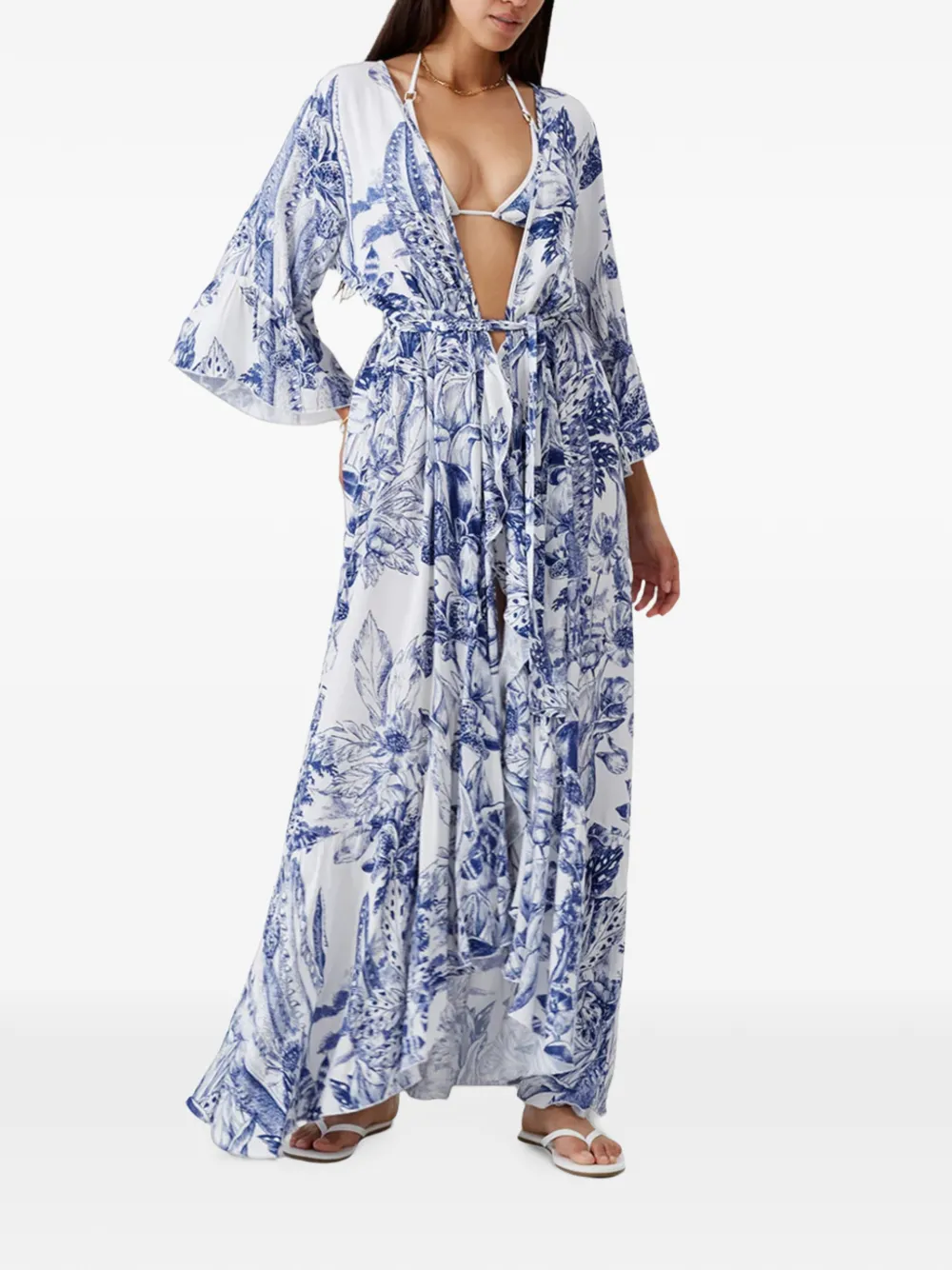 Melissa Odabash Manon maxi-jurk met bloemen-print Wit