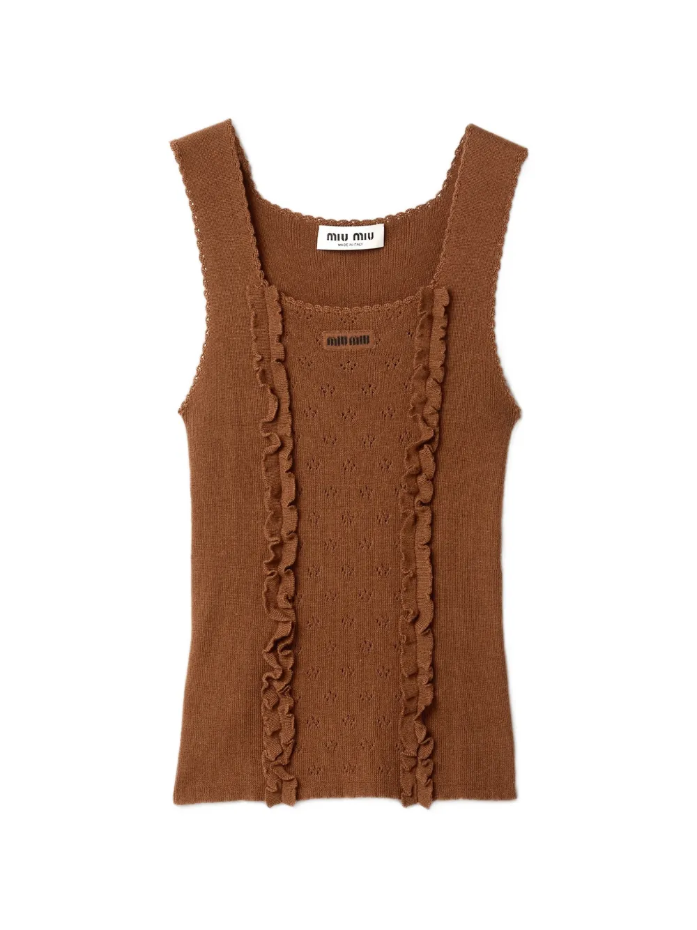 Miu Miu cashmere and silk top - Marrone