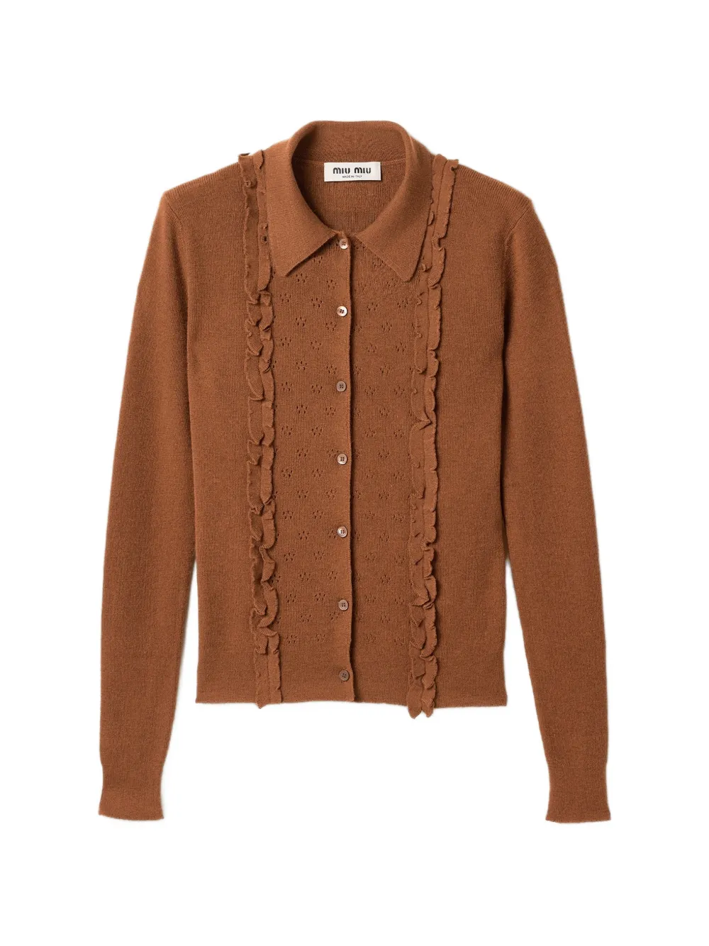 Miu Miu cashmere and silk cardigan - Marrone