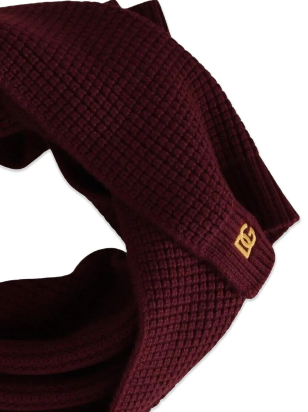 Dolce & Gabbana Ribgebreide sjaal met logoplakkaat Rood