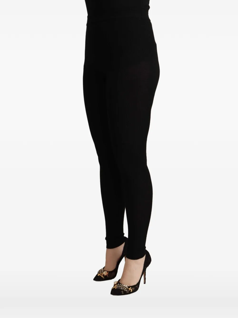 Dolce & Gabbana Ribgebreide legging Zwart