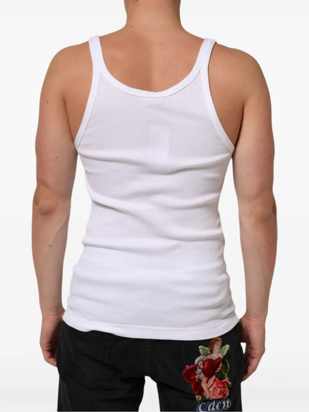Dolce & Gabbana Geribbeld mouwloos T-shirt Wit