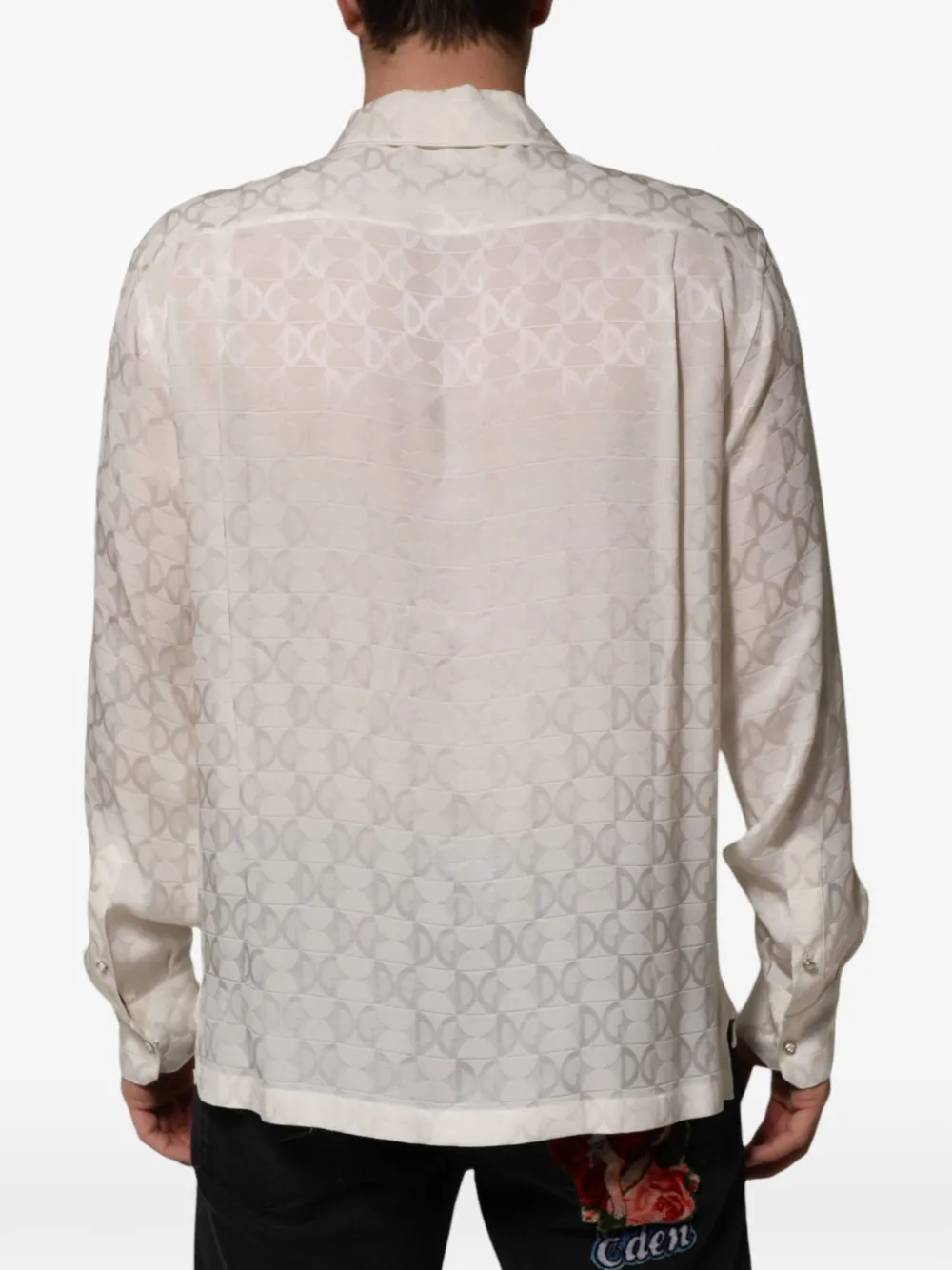 Dolce & Gabbana Overhemd met DG-logo en lange mouwen Beige