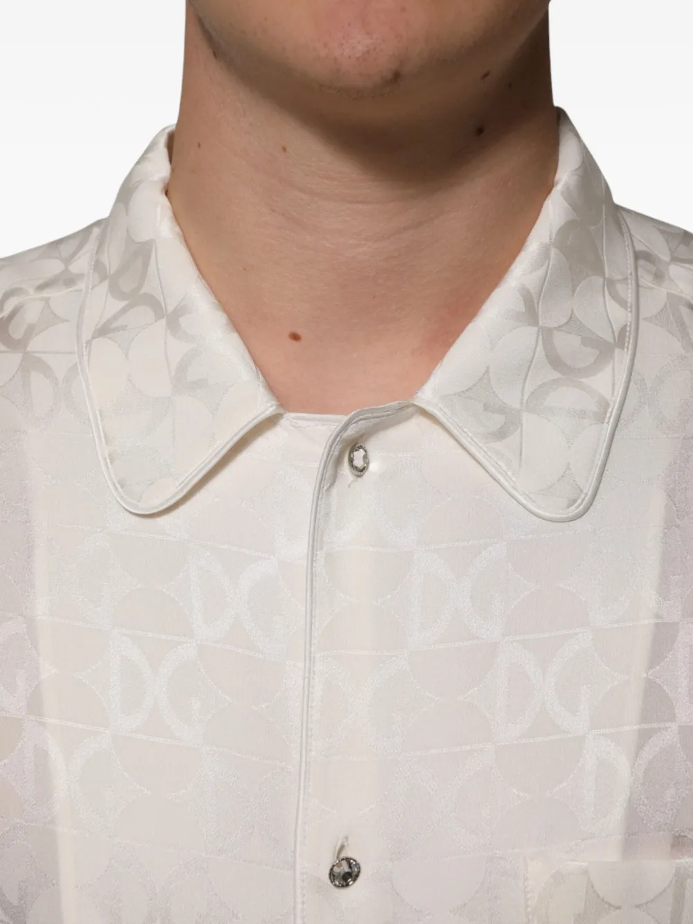 Dolce & Gabbana Overhemd met DG-logo en lange mouwen Beige