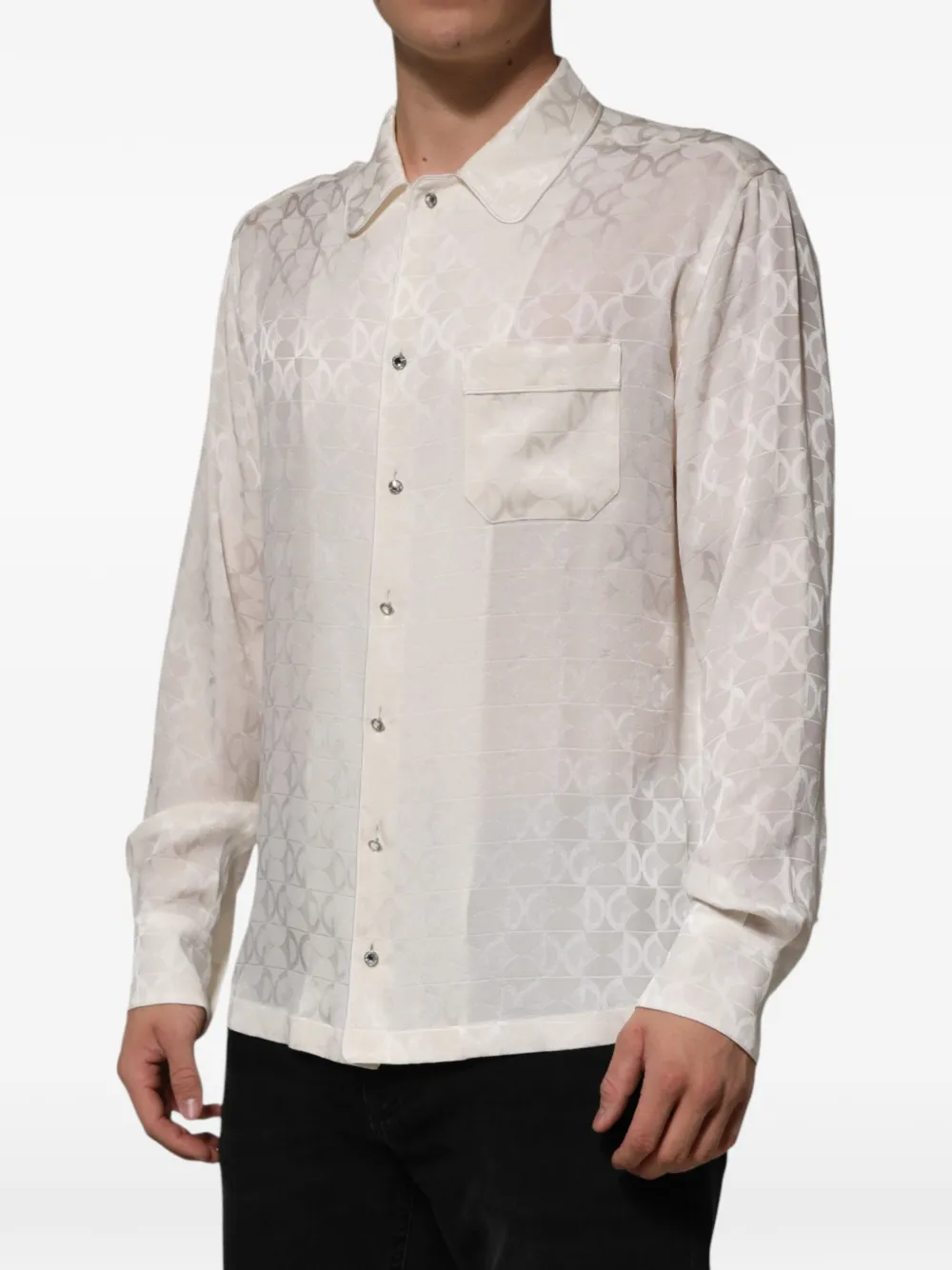 Dolce & Gabbana Overhemd met DG-logo en lange mouwen Beige