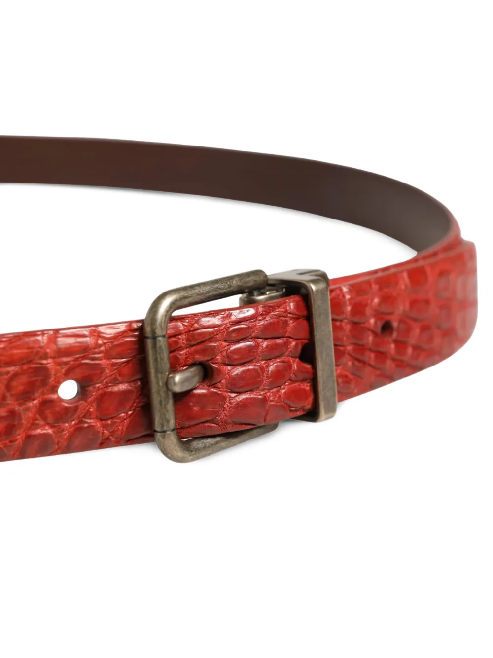 Dolce & Gabbana Leren riem met krokodillen-reliëf Rood