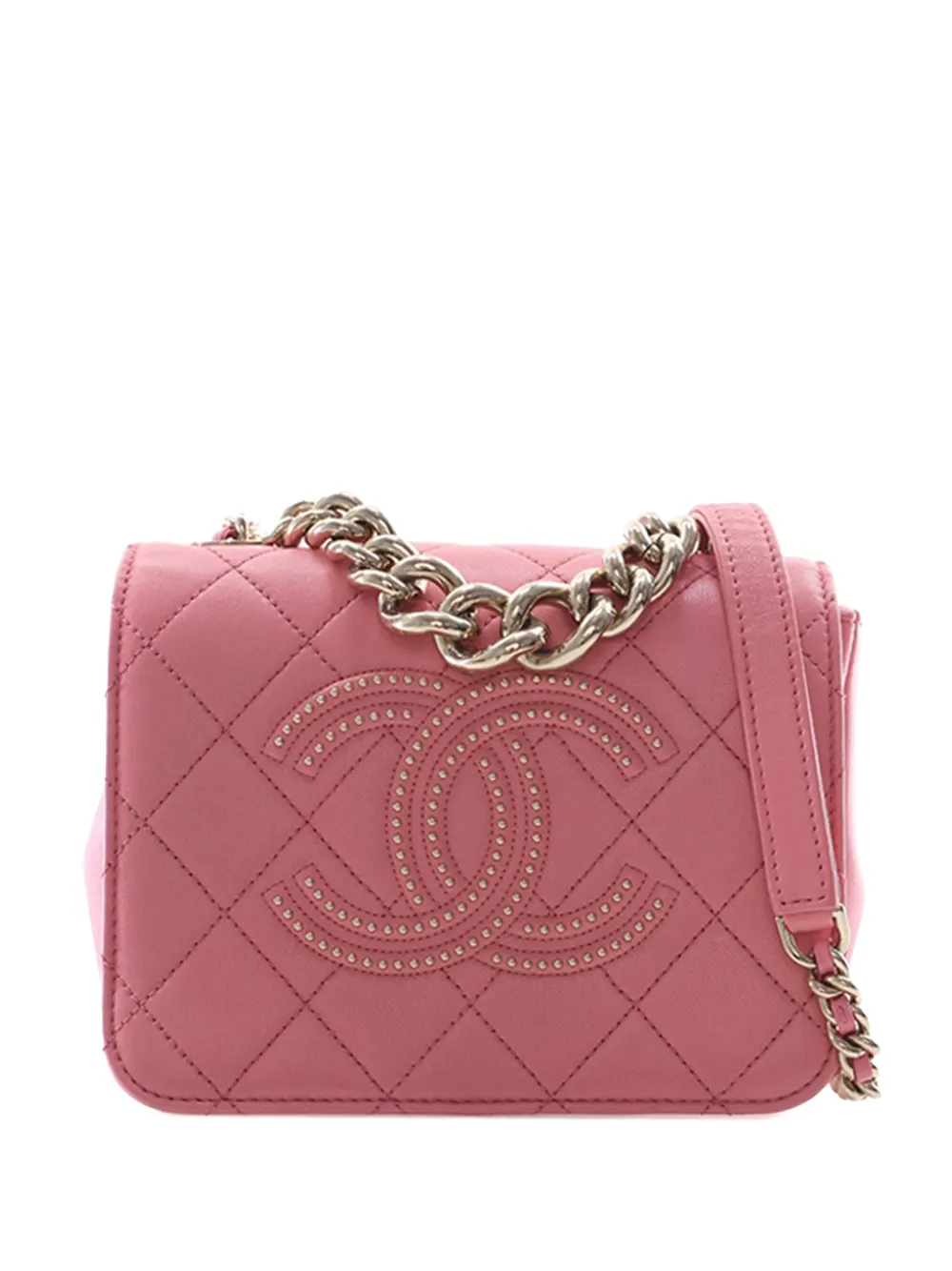 CHANEL Pre-Owned 2019 Quilted Lambskin Studded Beauty Begins Flap satchel - Rosa