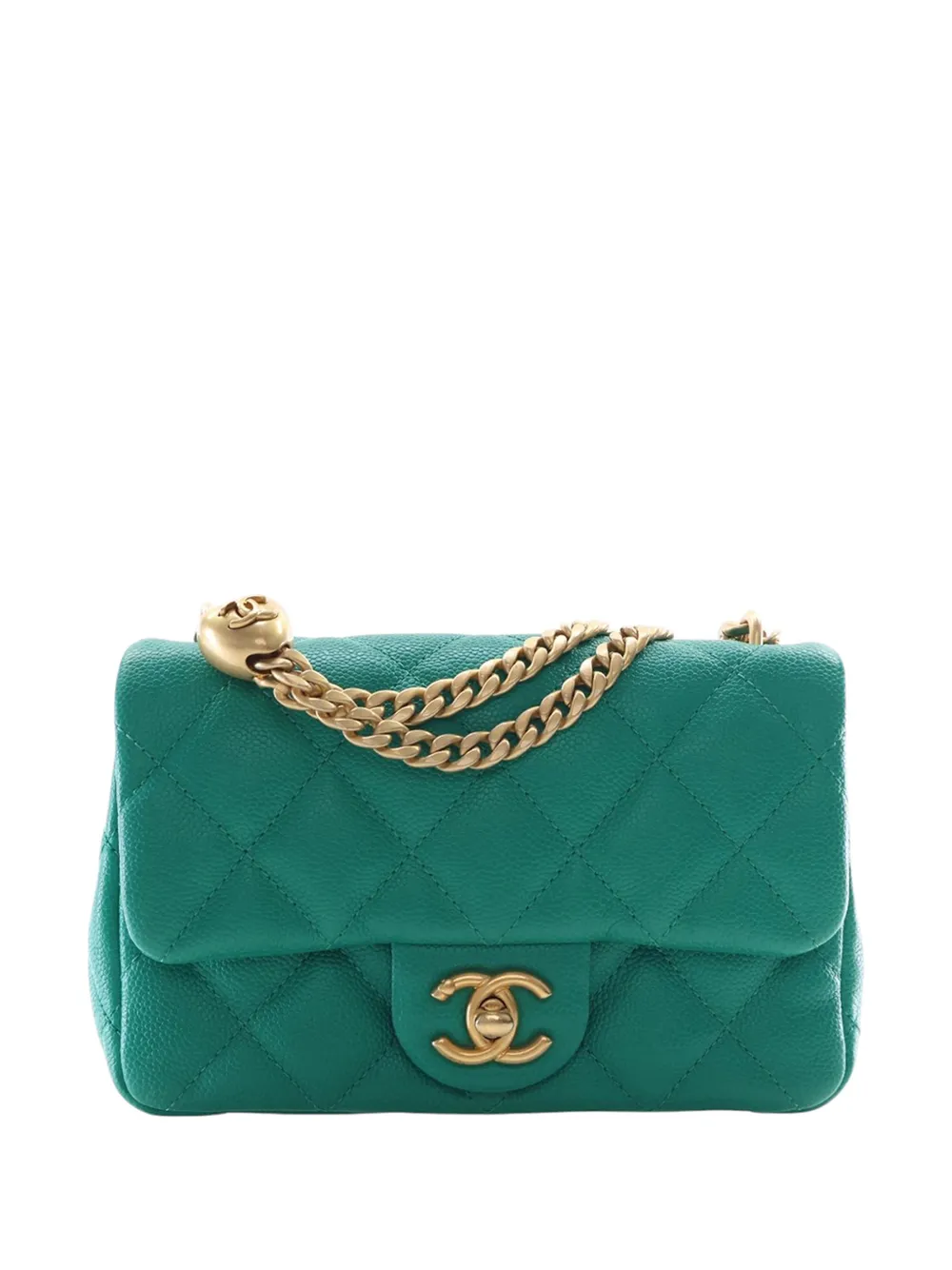 CHANEL Pre-Owned 2021-2026 Mini Rectangular Quilted Caviar Sweetheart Flap crossbody bag - Verde