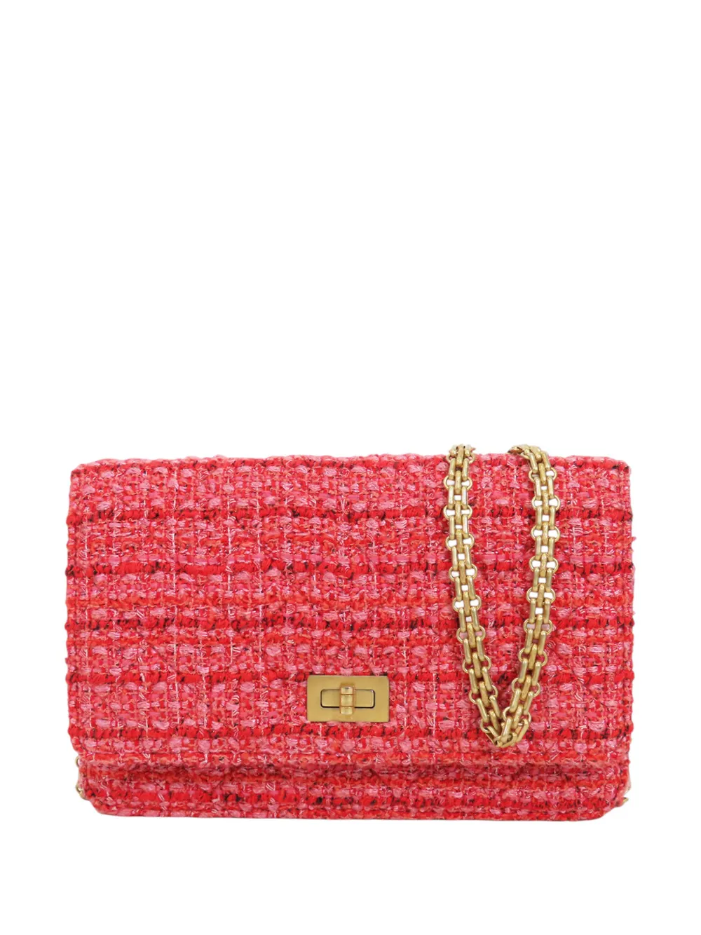 CHANEL Pre-Owned Borsa a tracolla Reissue 2.55 trapuntata in tweed con catena 2019 - Rosso