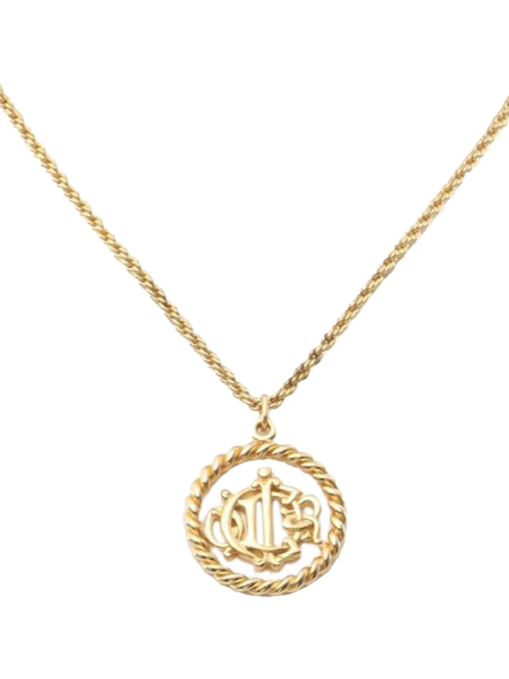 Christian Dior Pre-Owned 1980-1990 Gold Plated Logo Pendant Necklace costume necklace
