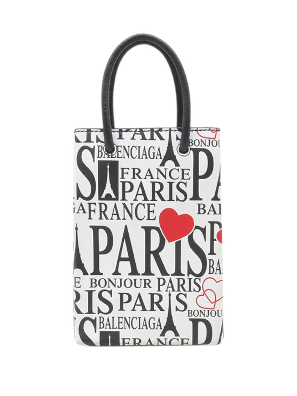 Balenciaga Pre-Owned Custodia per smartphone con tracolla Bonjour Paris mini in pelle di vitello 2005-2026 - Bianco