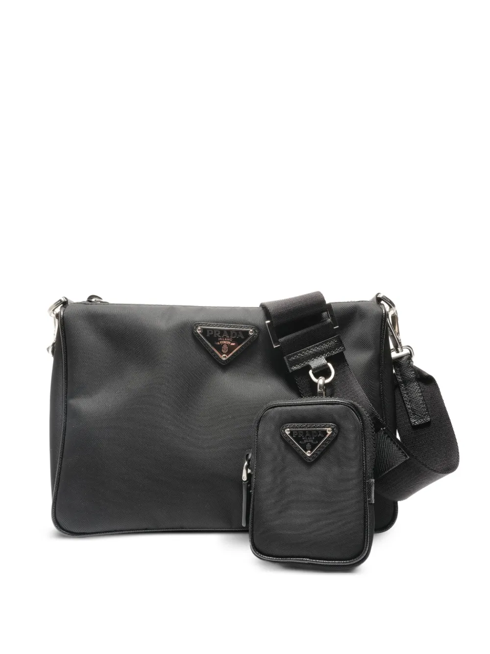 Prada Pre-Owned 2012-2016 Triangle logo plate shoulder bag - Nero