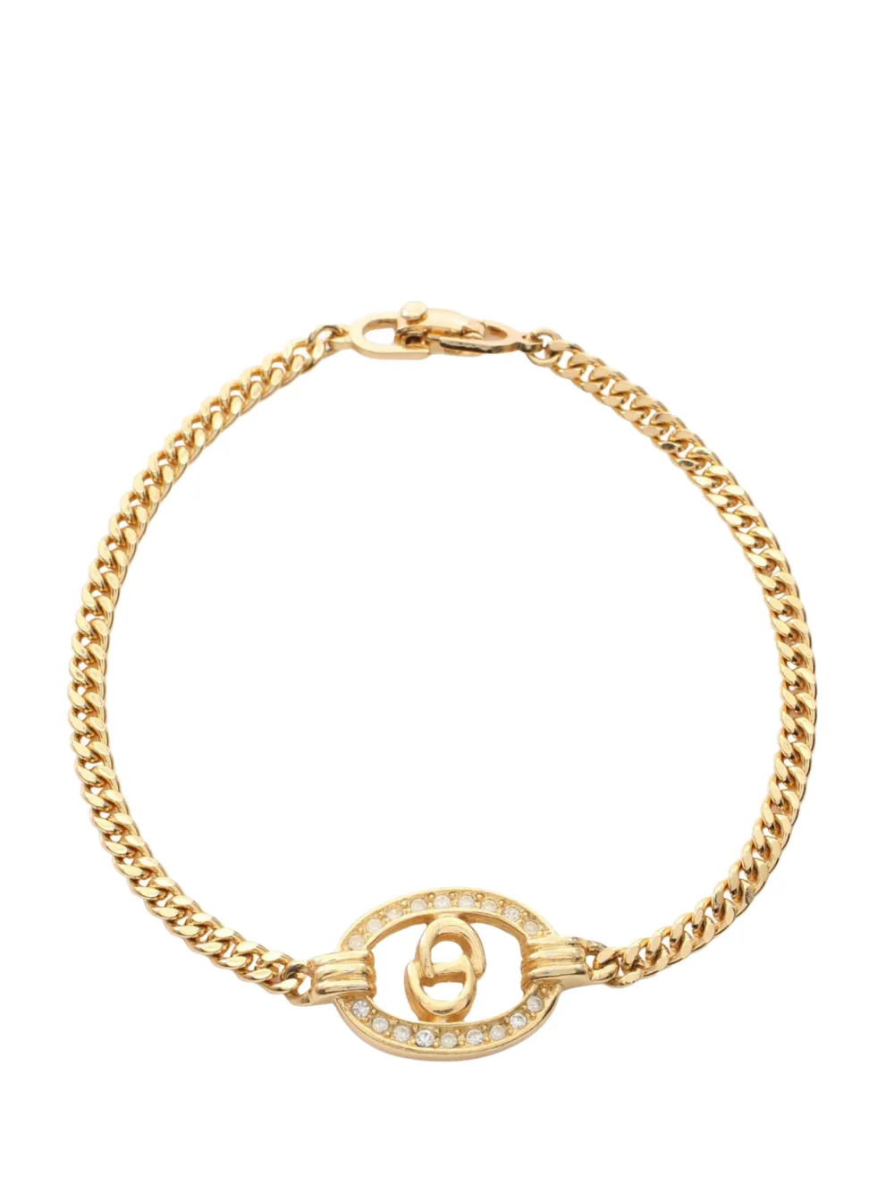 Christian Dior Pre-Owned 20th Century Gold Plated CD Strass Bracelet costume bracelet