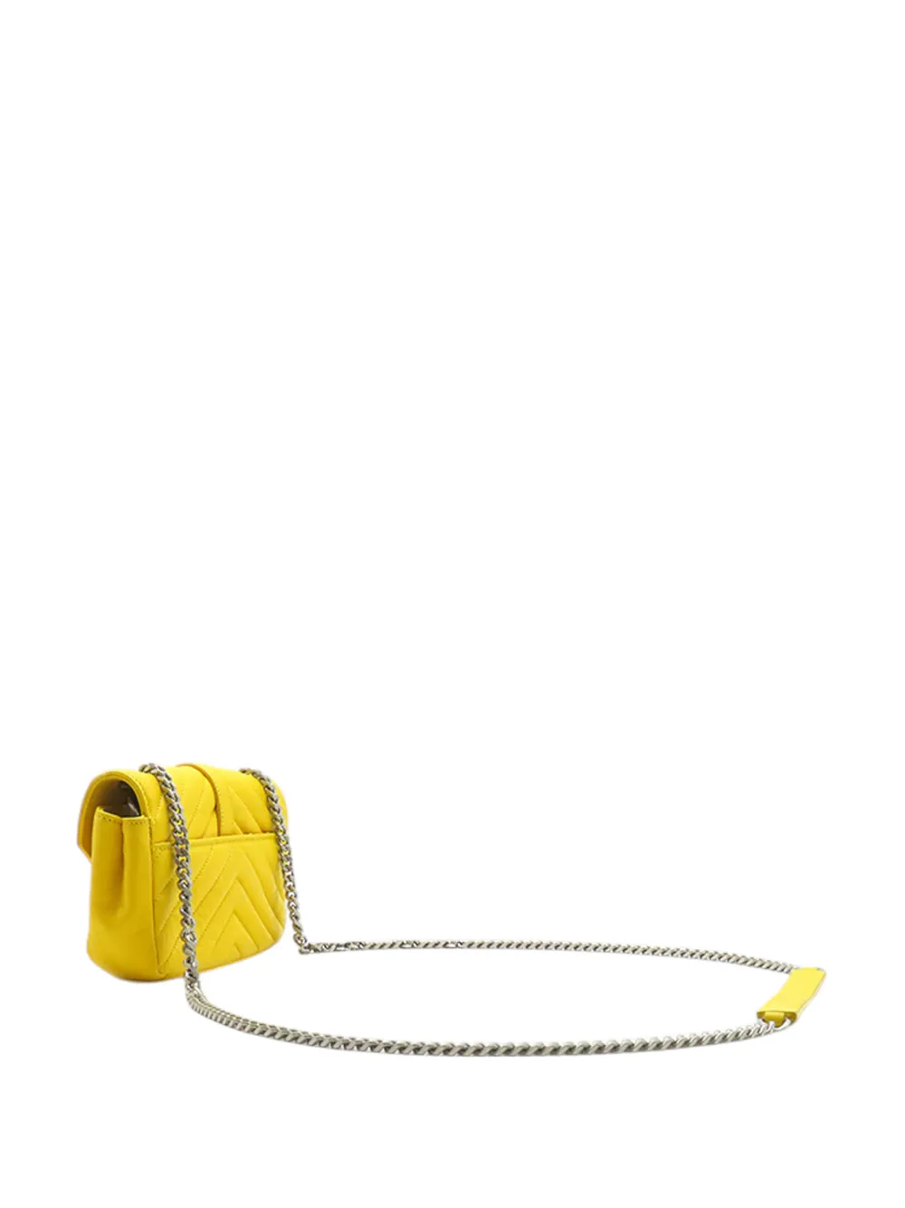  Saint Laurent Pre-owned 2013-2026 Baby Chevron Calfskin Monogram Classic Chain Bag Crossbody Bag - Jaune 