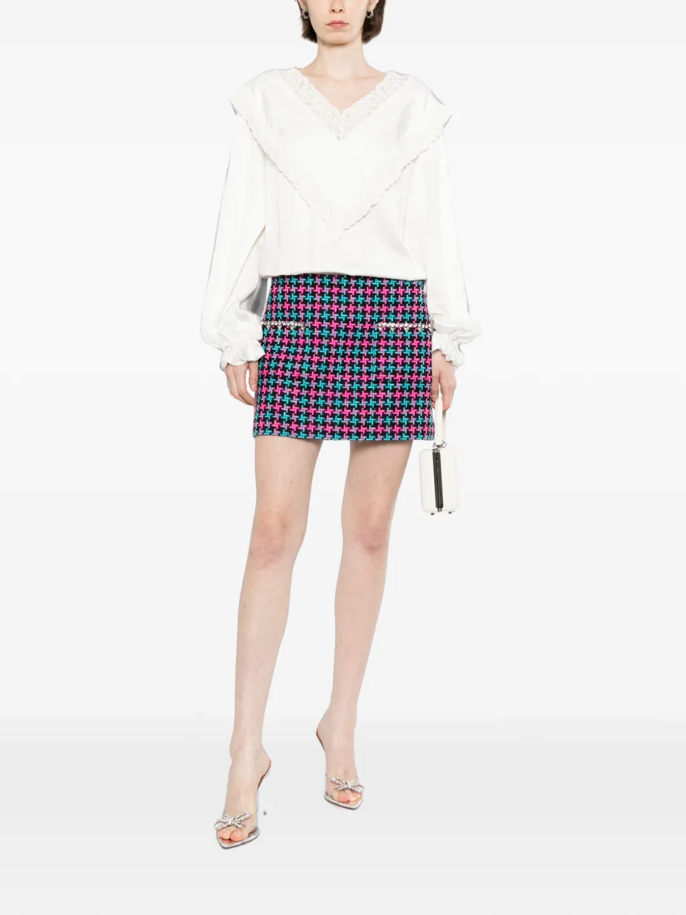 Self-Portrait Blouse met ruches en kanten afwerking Zwart