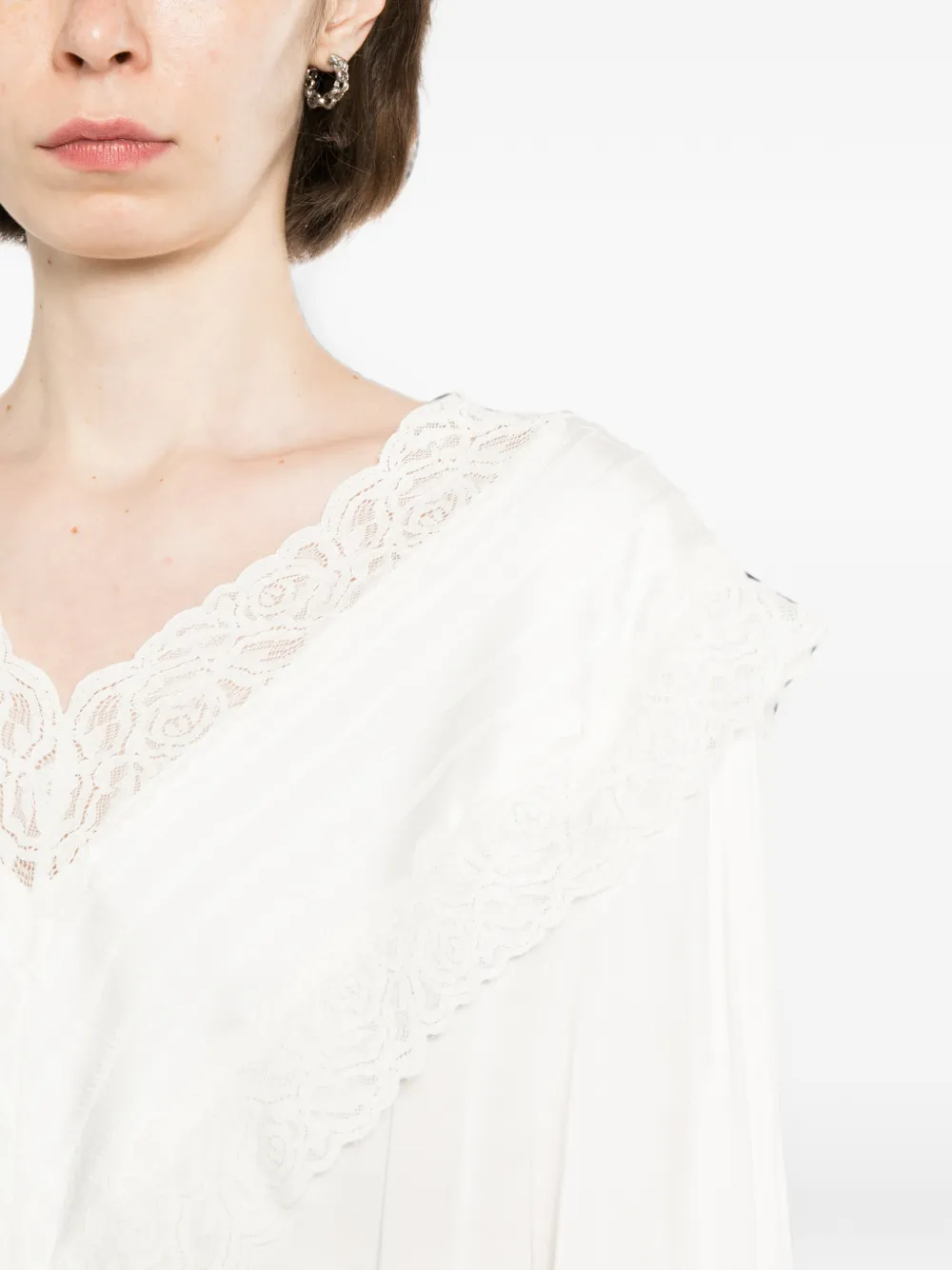 Self-Portrait Blouse met ruches en kanten afwerking Zwart