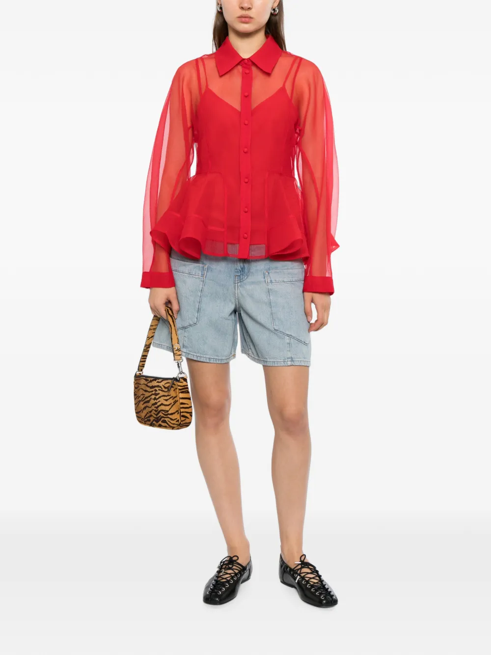 GANNI Denim shorts Blauw