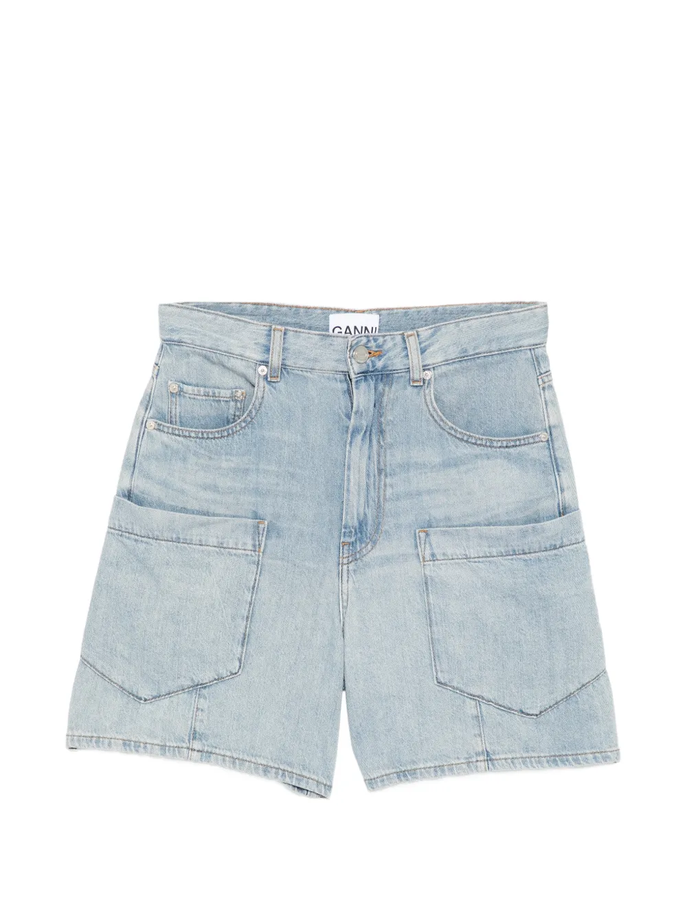 GANNI patch-pocket denim shorts - Blu